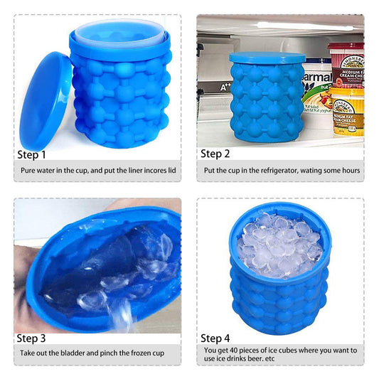 Ice Cube Maker Genie Silicone Ice Bucket